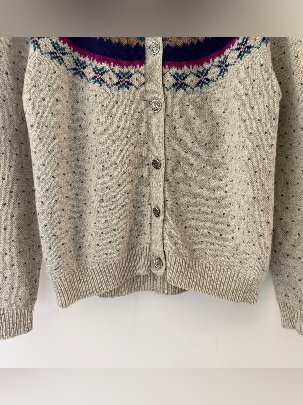 Woolrich Vintage Cardigan Sweater Penguins Wool Fair Isle 80s Size Medium RARE - Picture 3 of 8
